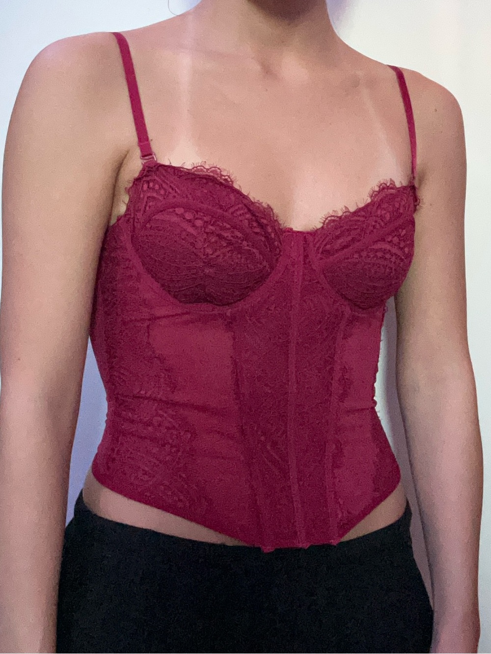 Garage Lace Bustier Corset in Deep Berry